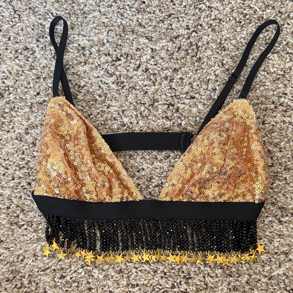 HP Gold Sequin Camisole with Black Fringe